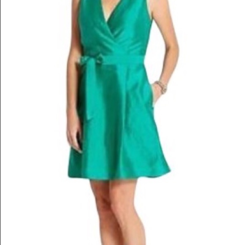 Vineyard Vines Crinkle Silk Dress Wrap dress green